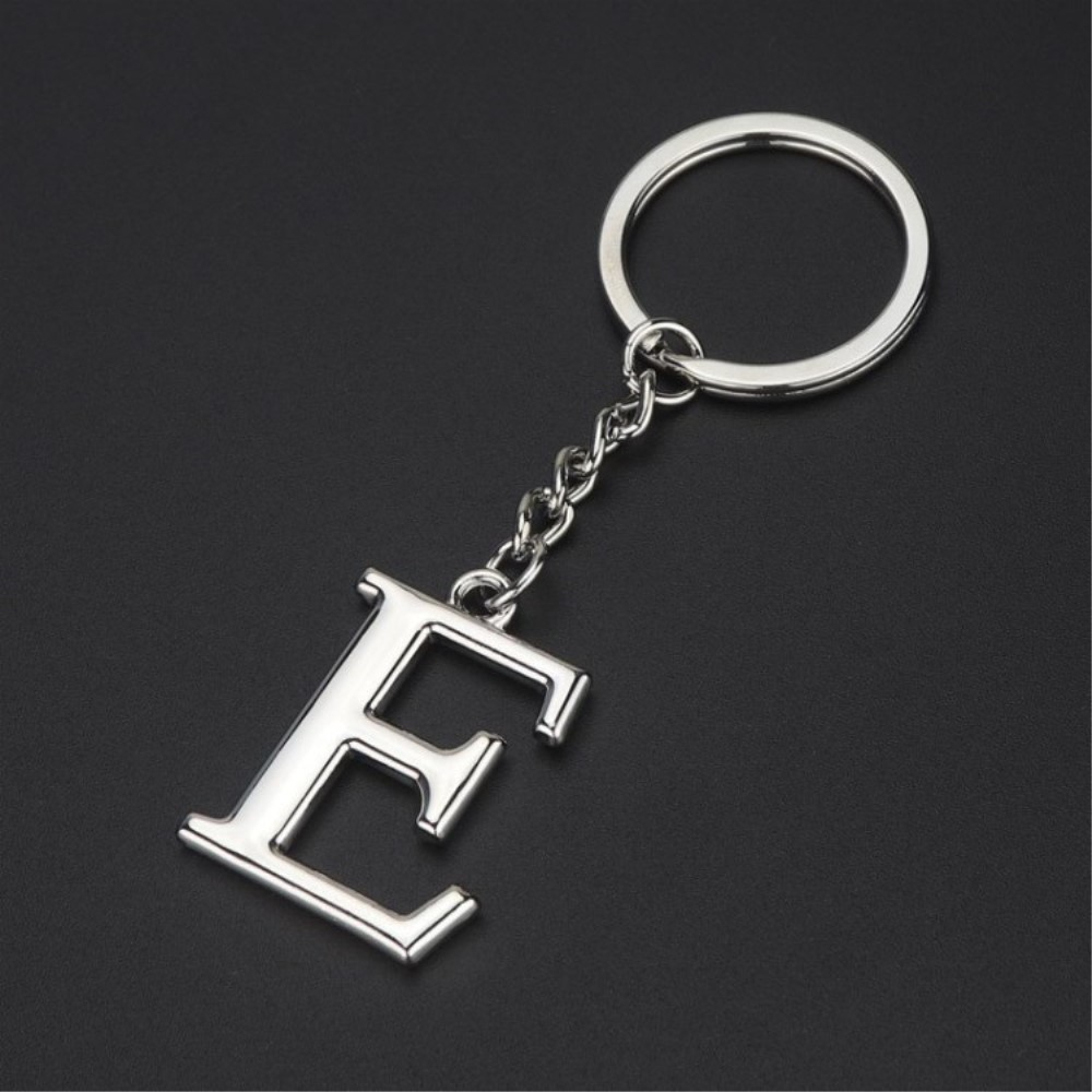 Image of Metall Buchstaben Schlüsselanhänger Accessoire mit Spaltring - Silber / E bei Apfelkiste.ch