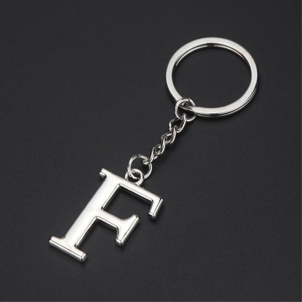 Image of Metall Buchstaben Schlüsselanhänger Accessoire mit Spaltring - Silber / F bei Apfelkiste.ch