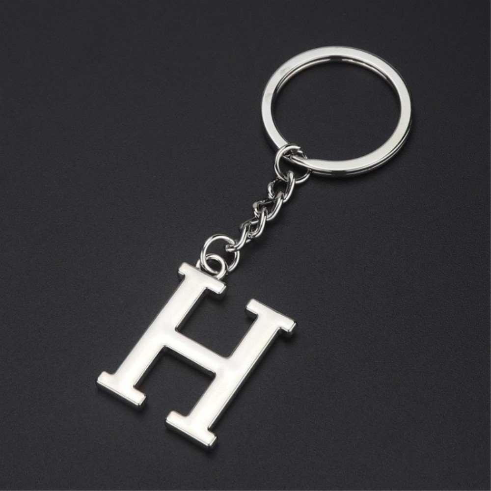 Image of Metall Buchstaben Schlüsselanhänger Accessoire mit Spaltring - Silber / H bei Apfelkiste.ch