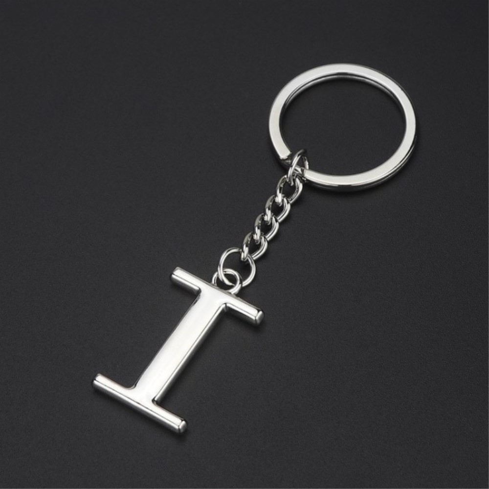 Image of Metall Buchstaben Schlüsselanhänger Accessoire mit Spaltring - Silber / I bei Apfelkiste.ch