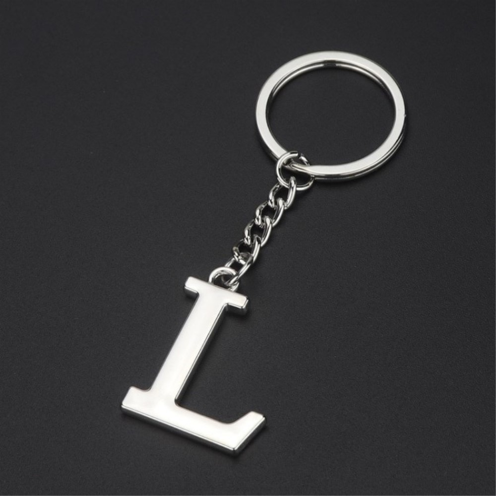 Image of Metall Buchstaben Schlüsselanhänger Accessoire mit Spaltring - Silber / L bei Apfelkiste.ch