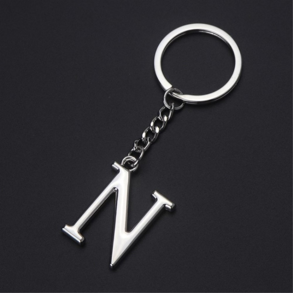 Image of Metall Buchstaben Schlüsselanhänger Accessoire mit Spaltring - Silber / N bei Apfelkiste.ch