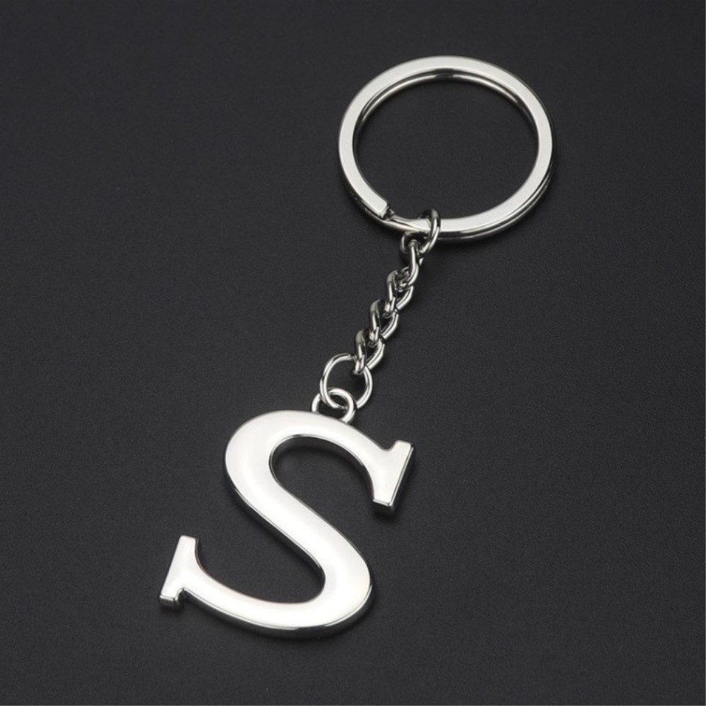 Image of Metall Buchstaben Schlüsselanhänger Accessoire mit Spaltring - Silber / S bei Apfelkiste.ch