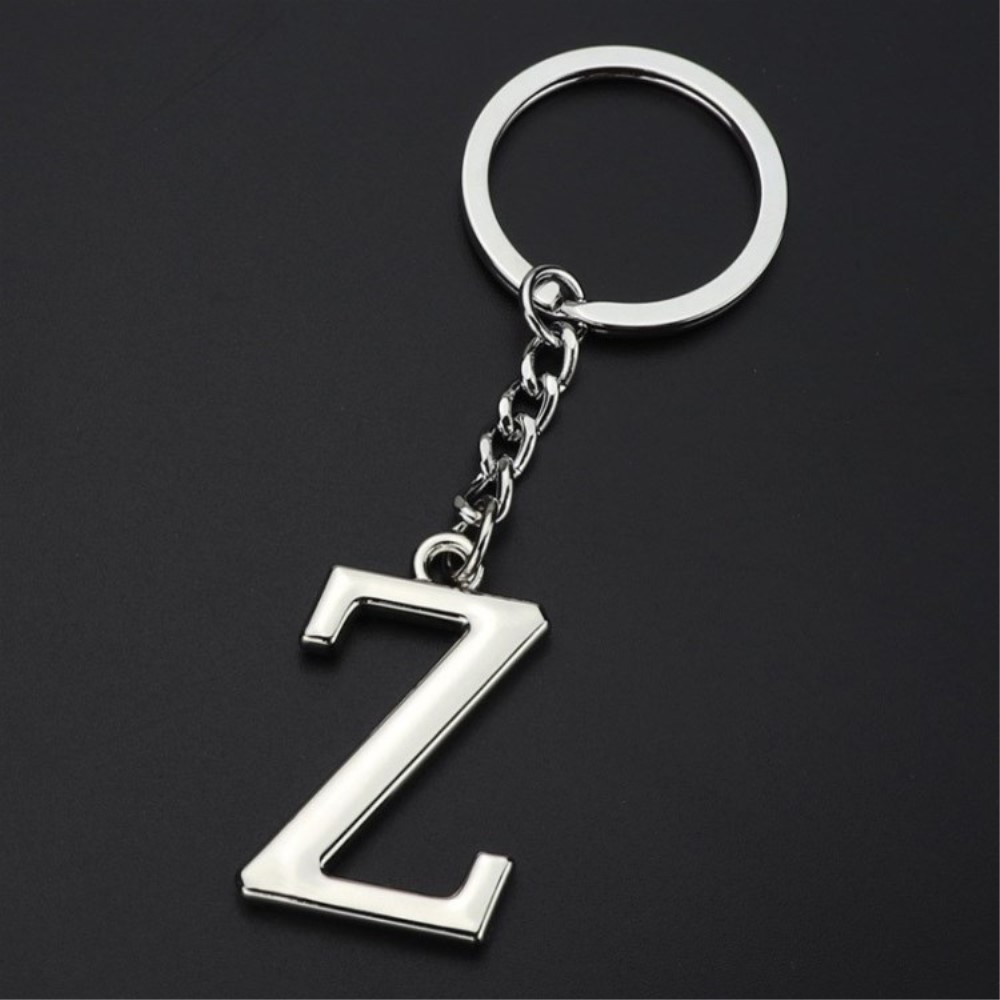 Image of Metall Buchstaben Schlüsselanhänger Accessoire mit Spaltring - Silber / Z bei Apfelkiste.ch