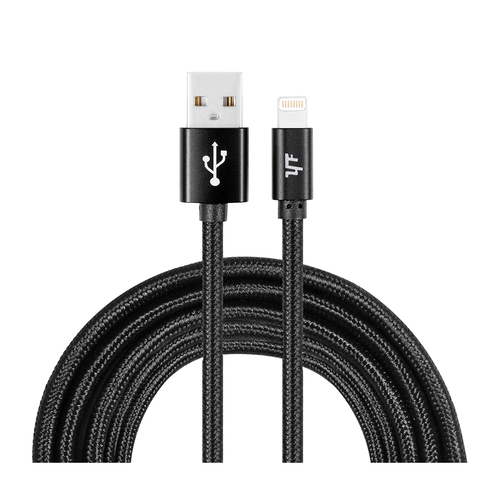 Image of (3m) 2.4A MFi Lightning USB Schnellladekabel Datenkabel Nylon - Schwarz bei Apfelkiste.ch