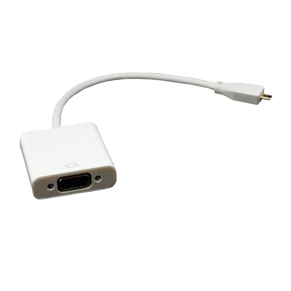 Micro HDMI auf VGA Adapter + 3.5mm Audio Klinken Stecker Kabel (100 cm) - Weiss