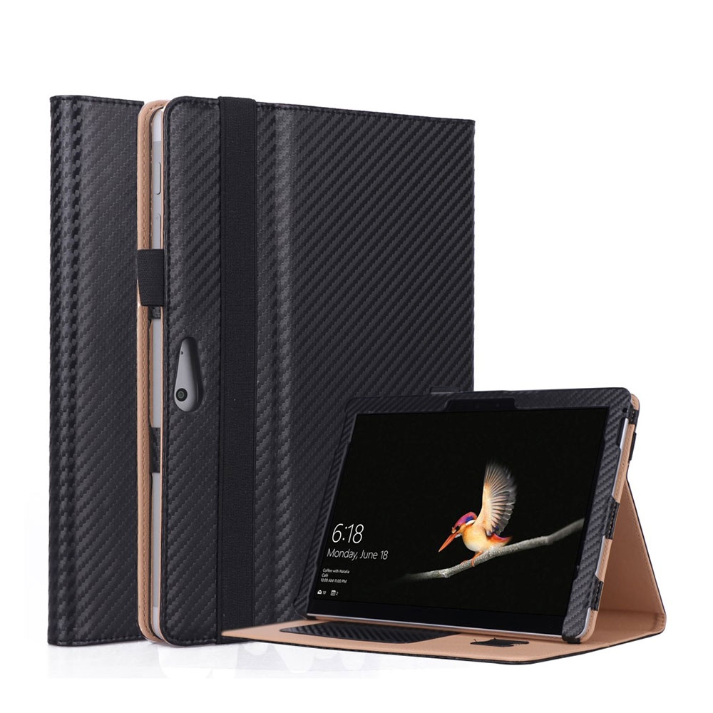 Image of Microsoft Surface Go 3 / Go 2 / Go Tablet Tasche im Carbon Look + Standfunktion - Schwarz bei Apfelkiste.ch