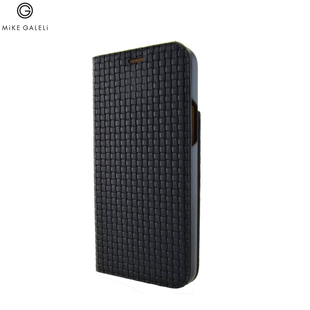 iPhone 12 / iPhone 12 Pro Echtleder Book Case Tasche Flip Cover Hand Made (ENZOIP12_6.1-G01) - Schwarz