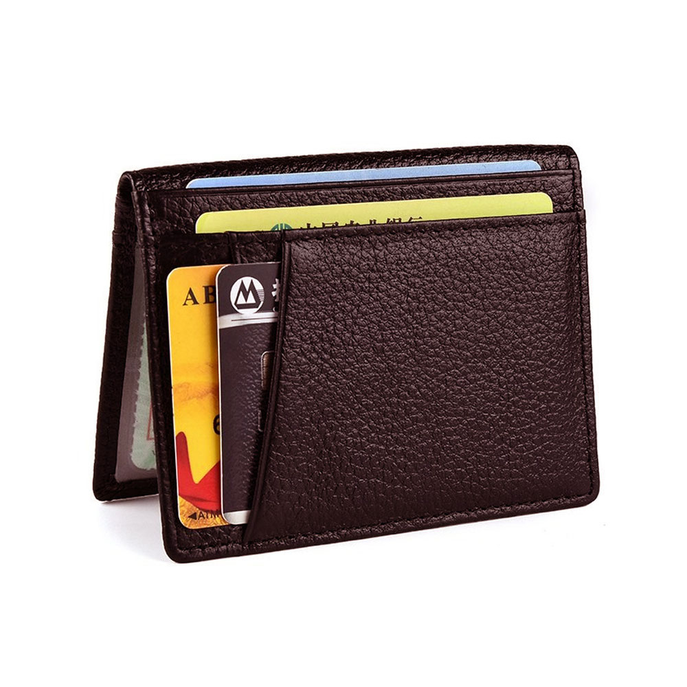 Image of Mini Echtleder Etui Kreditkarten Geldbörse für 10 Karten - Dunkelbraun bei Apfelkiste.ch