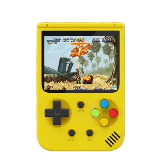 Image of Mini Handheld Entertainment System Retro Spiele-Konsole mit 500 integrierten Spielen 3.0" Display + AV Out - Gelb bei Apfelkiste.ch