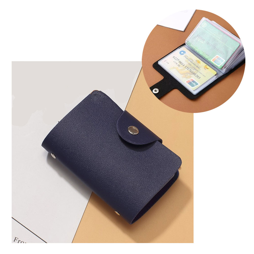 Image of Mini Kreditkarten Leder Etui Geldbörse für 24 Karten - Dunkelblau bei Apfelkiste.ch