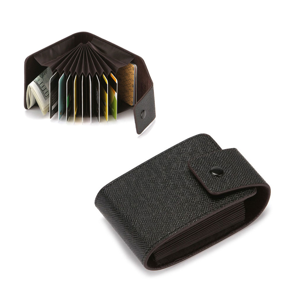 Image of Mini Kreditkarten Leder Etui Geldbörse mit 11 Fächern - Dunkelbraun bei Apfelkiste.ch