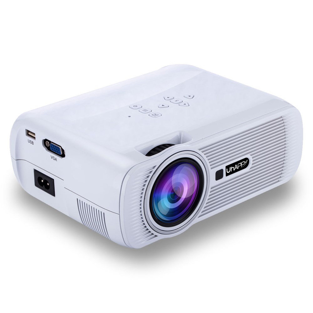 Multimedia LED Projektor Mini Beamer Heimkino (1000LM) Full HD 1080p HDMI / VGA / USB / SD-Slot - Weiss