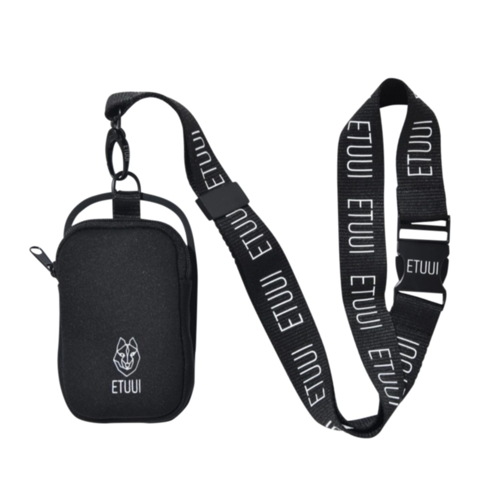 Image of ETUUI - Universal Mini Travel Buddy Wallet Kreditkarten Münzfach Halterung + Necklace (travel-bag-s-black) - Schwarz bei Apfelkiste.ch