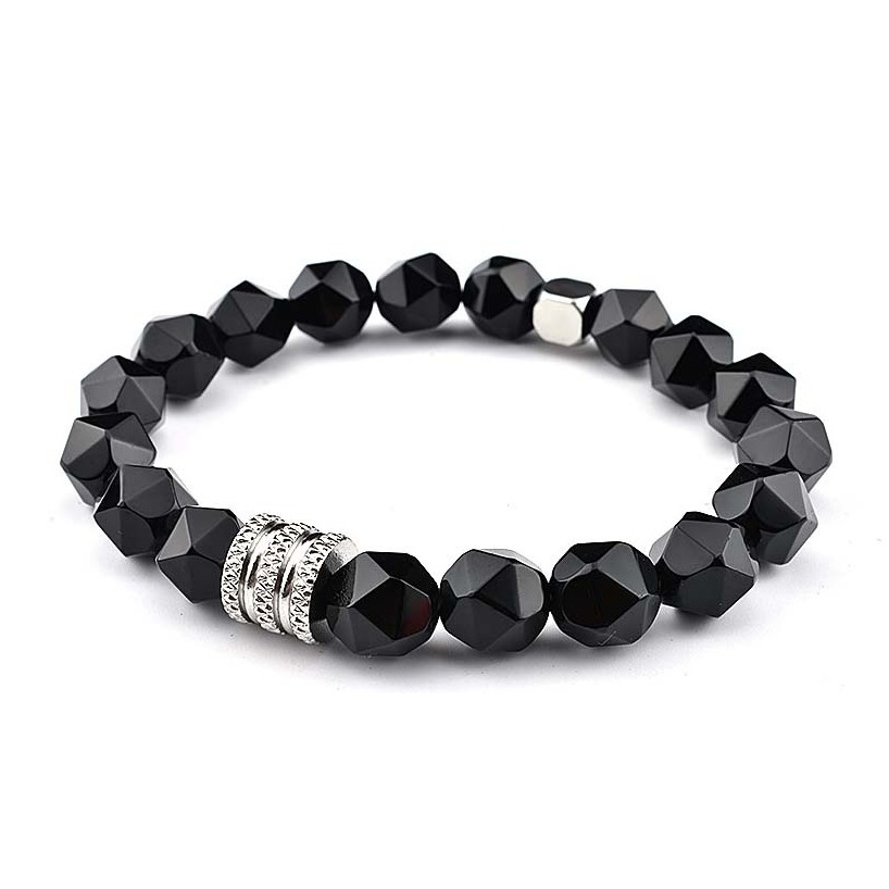 Image of Modeschmuck Armkettchen Armband Eckige Steine + Zierschmuck (Armbandlänge ca. 190mm) - Schwarz bei Apfelkiste.ch