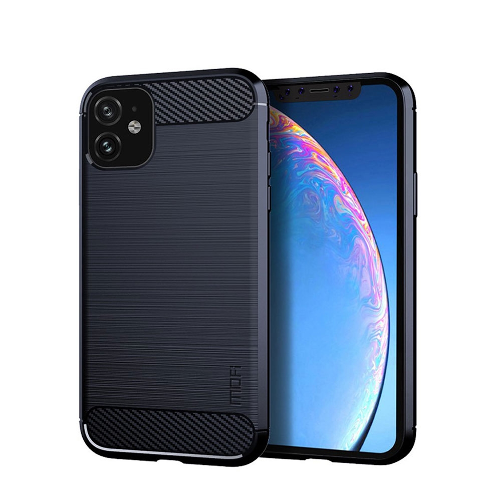 Image of Mofi - iPhone 11 Gummi Case Schutzhülle Carbon Look - Dunkelblau bei Apfelkiste.ch