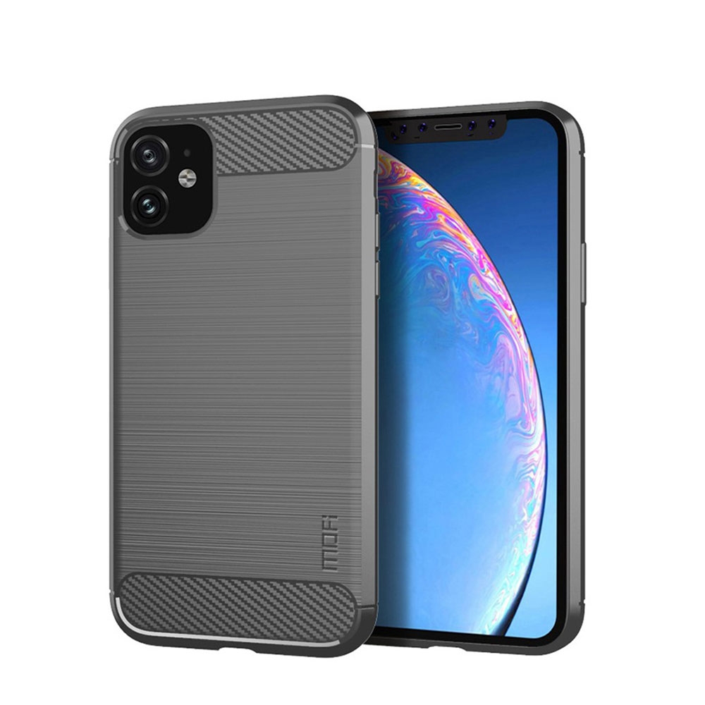 Image of Mofi - iPhone 11 Gummi Case Schutzhülle Carbon Look - Grau bei Apfelkiste.ch