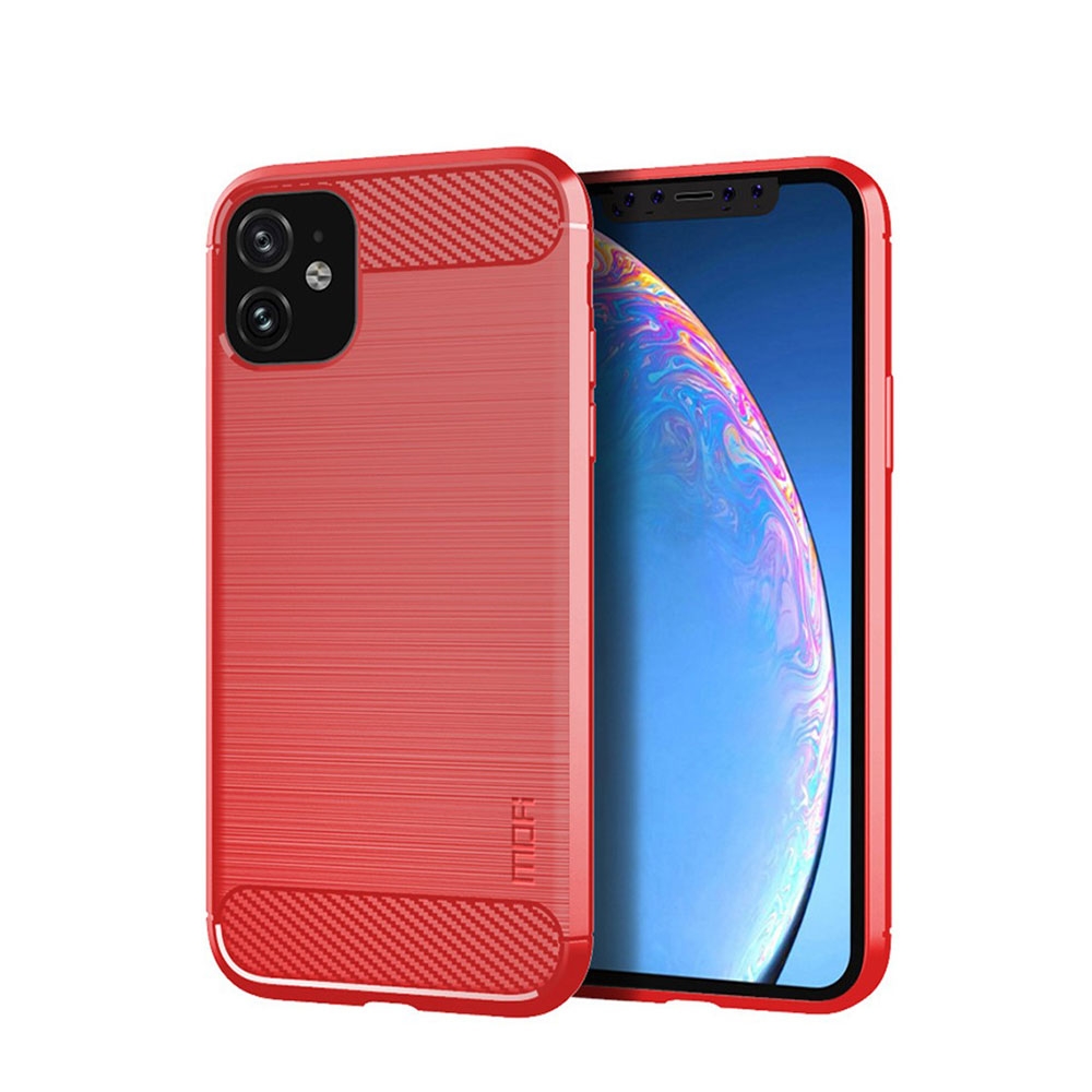 Image of Mofi - iPhone 11 Gummi Case Schutzhülle Carbon Look - Rot bei Apfelkiste.ch