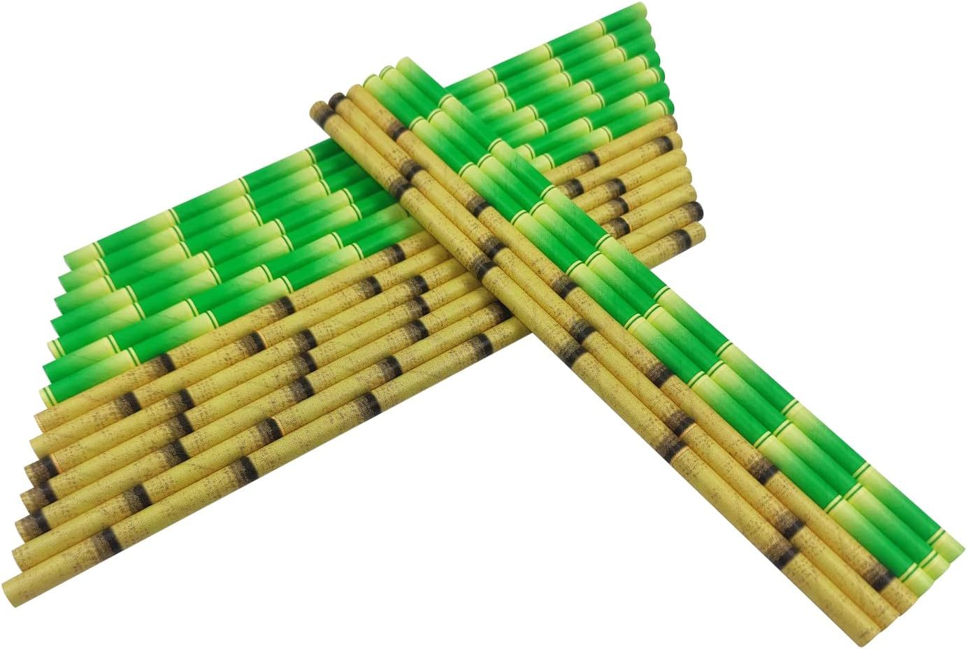 100er Set 20cm Sommer Papier Strohhalm Bambus Optik