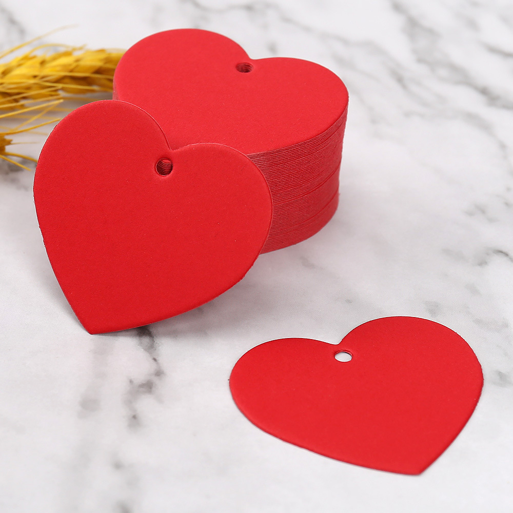 100 Étiquettes Papier Kraft En Forme De Cœur Rouge DRESSOOS - Pour Décorations Saint-Valentin, Mariage, DIY - 5x4,5 Cm