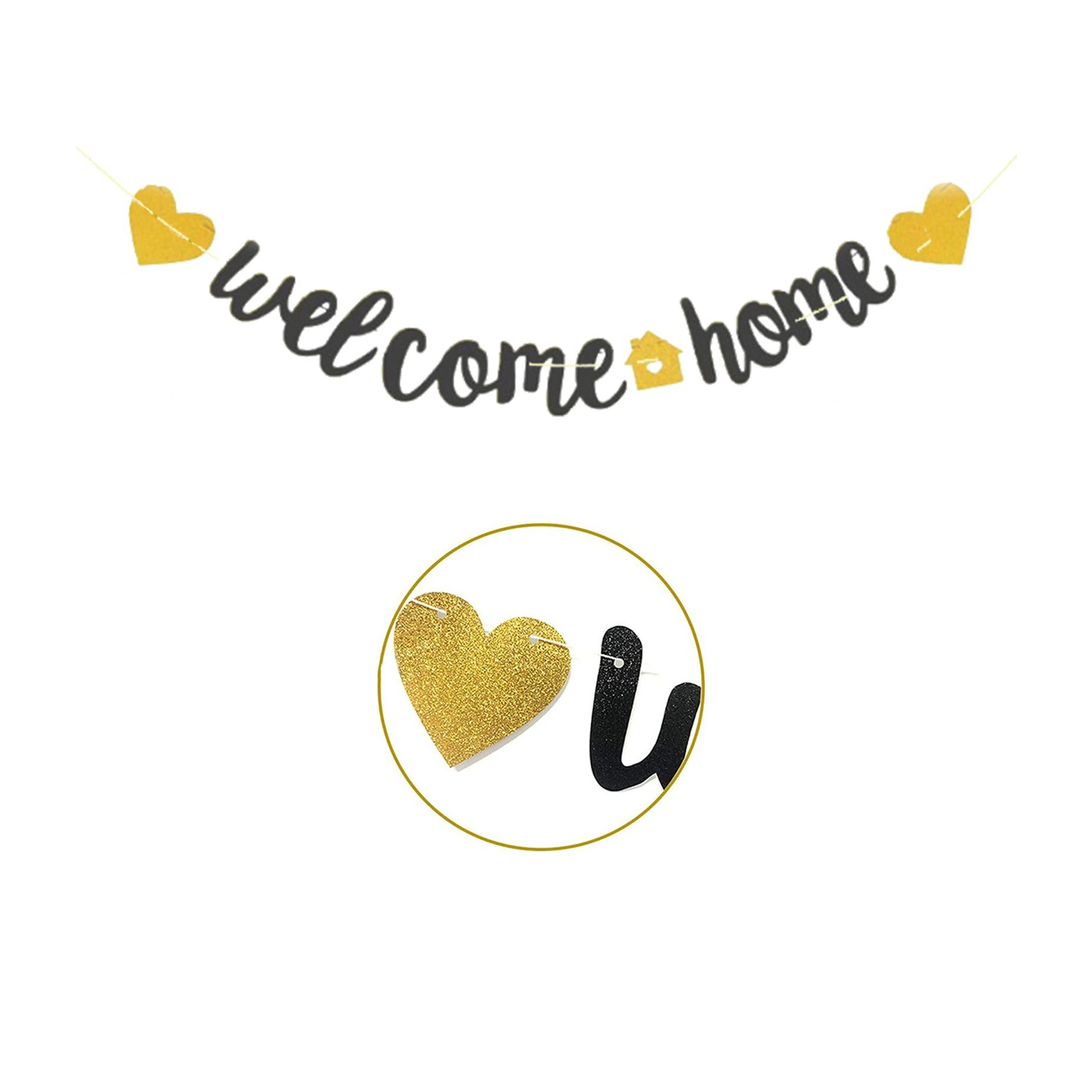 120cm Welcome Home Girlande Glitzer Party Accessoire