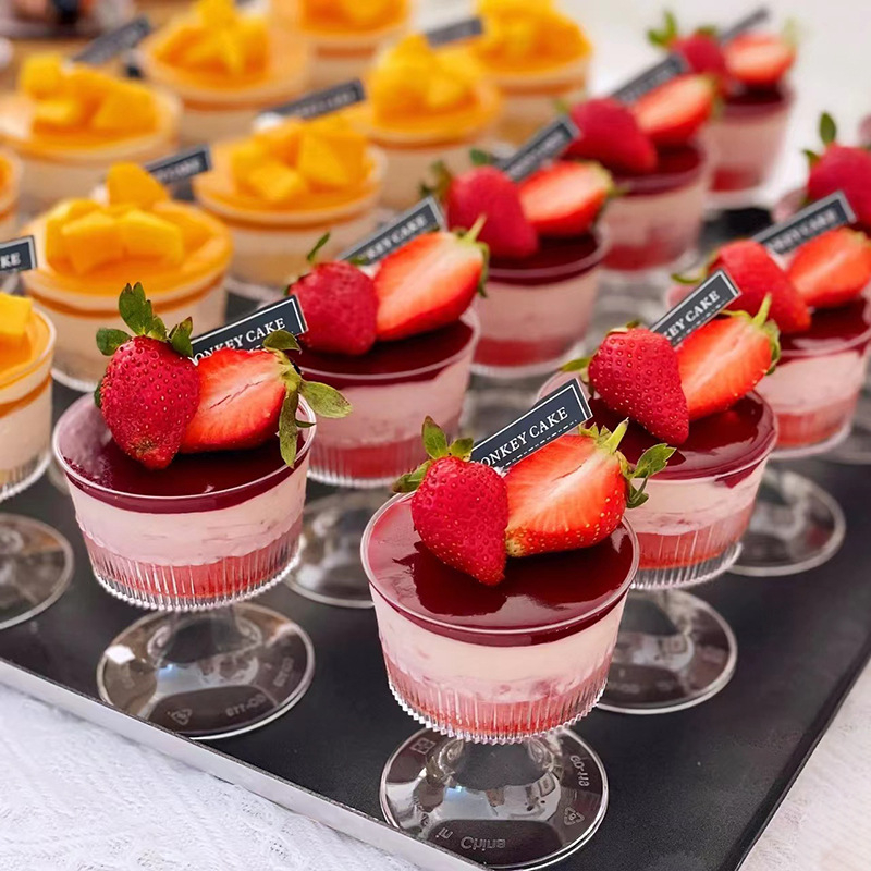 HOMURY 50 Pièces Gobelets à Dessert Rectangulaires En Plastique 140ml - Boîtes Cadeau Réutilisables Pour Pudding Mousse