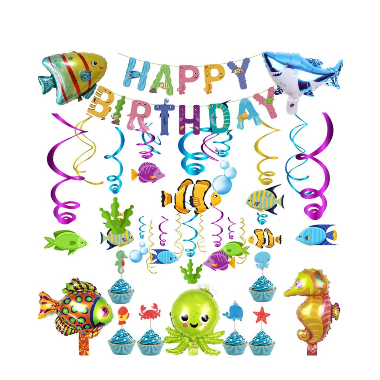 Happy birthday Design mit niedlichen Hirsche mit Party Hüte auf weißem