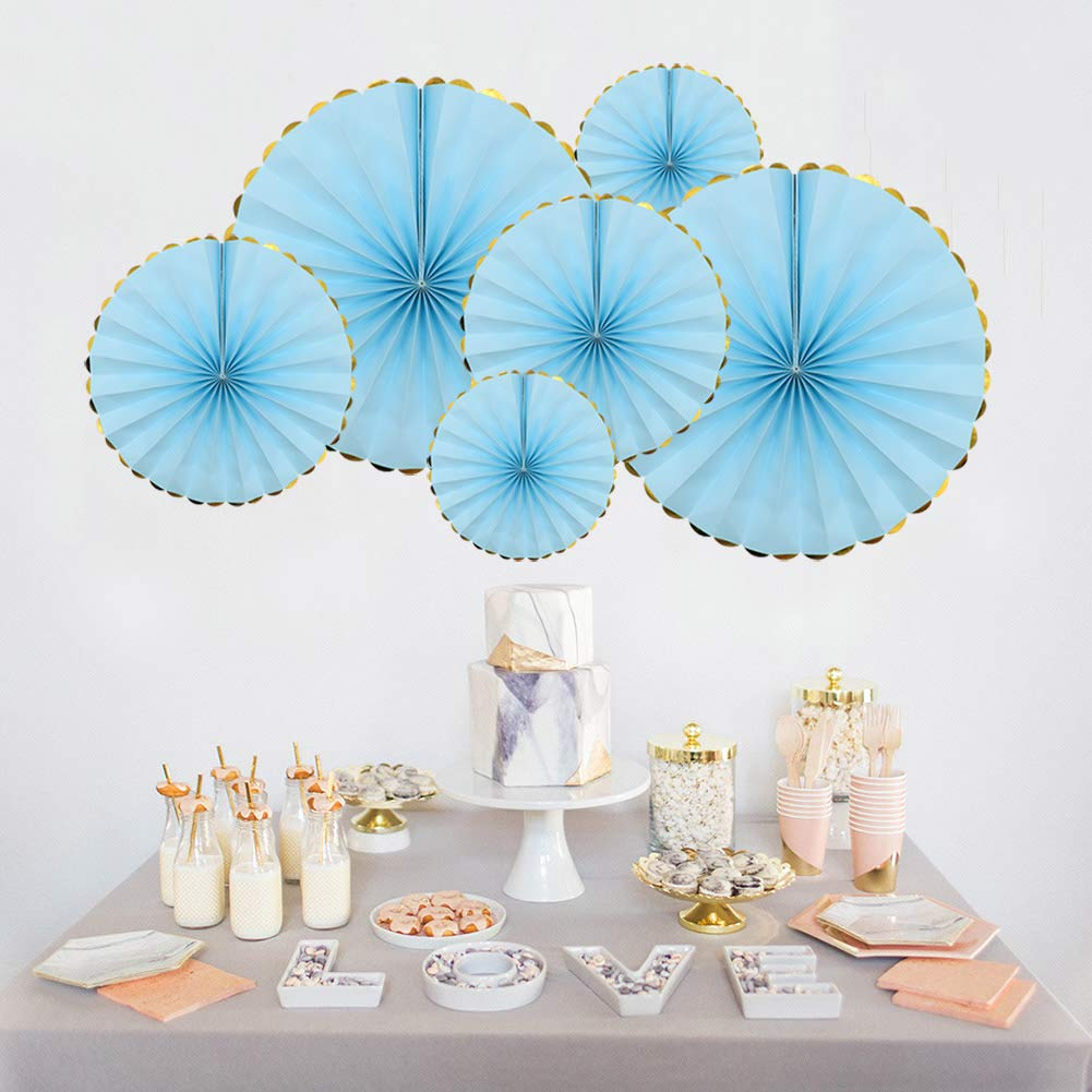 Oblique Unique 6er Set Papier Fächer – Bunte Deko Rosetten Mit Aufhängeband – Für Gartenparty, Hochzeit & Geburtstag