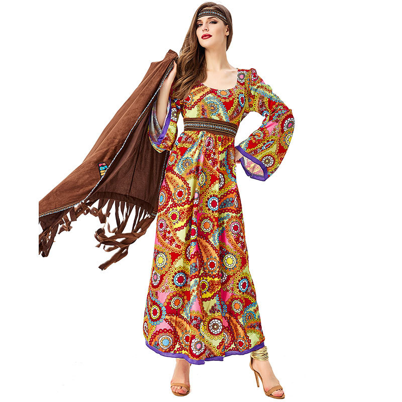 TOFOTL Déguisement Carnaval Femme Hippie Vintage – Tenue Disco, Paillettes, Tulle, Pour Festival De Musique Et Soirées Années 80/90