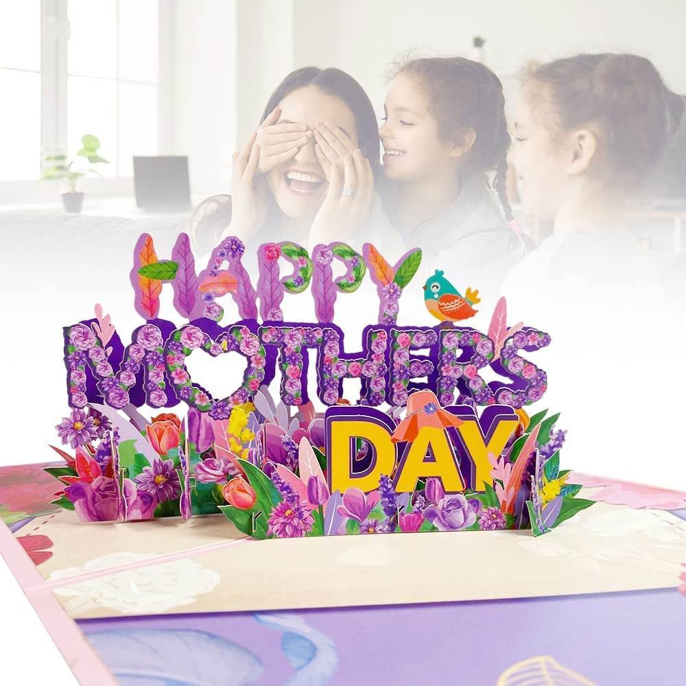 Image of Muttertags Glückwunschkarte Pop-Up Doppelkarte + Umschlag - Happy Mothersday bei Apfelkiste.ch