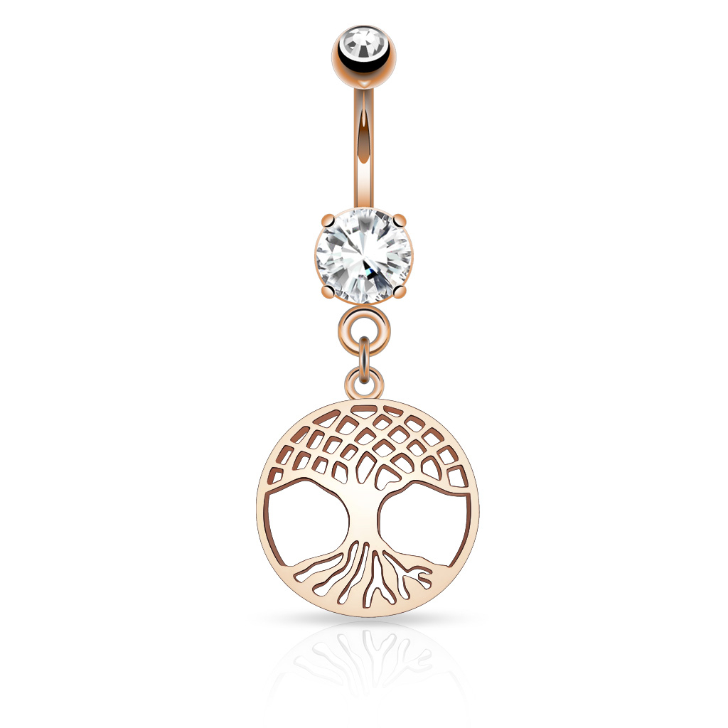 Image of Chirurgenstahl Bauchnabelpiercing mit Anhänger Tree of Life - Roségold bei Apfelkiste.ch