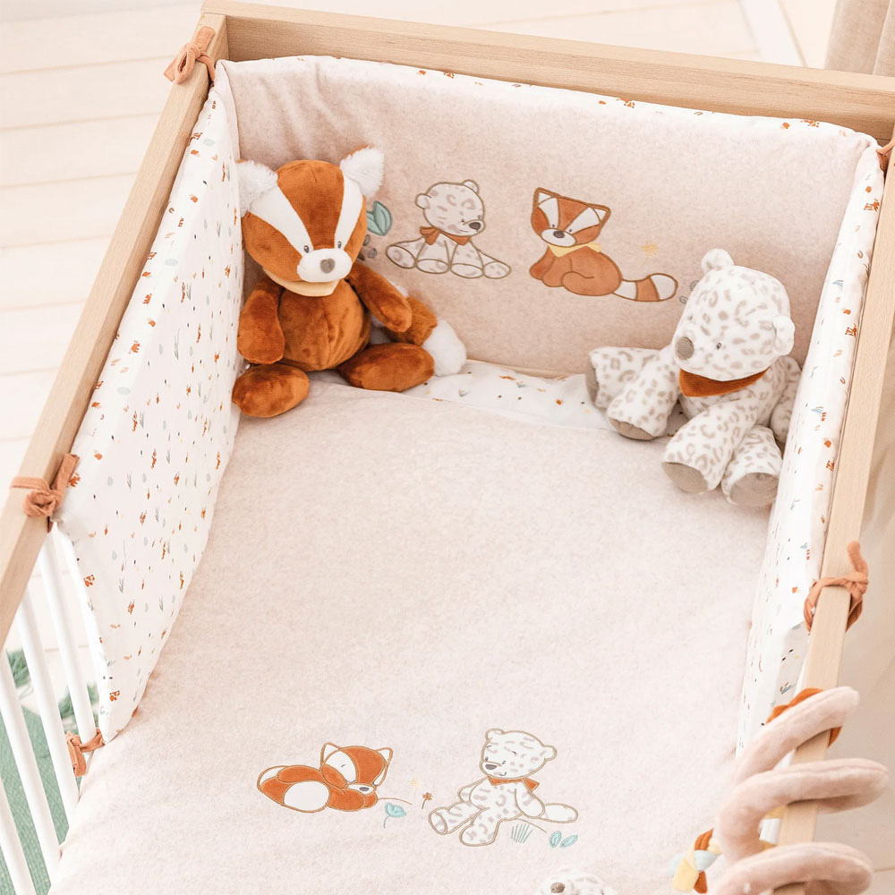 Nattou Jungo Achterbankspiegel Sneeuwluipaard - Veilig Oogcontact Met Baby, Zacht & Veganistisch Met Klittenband, Beige