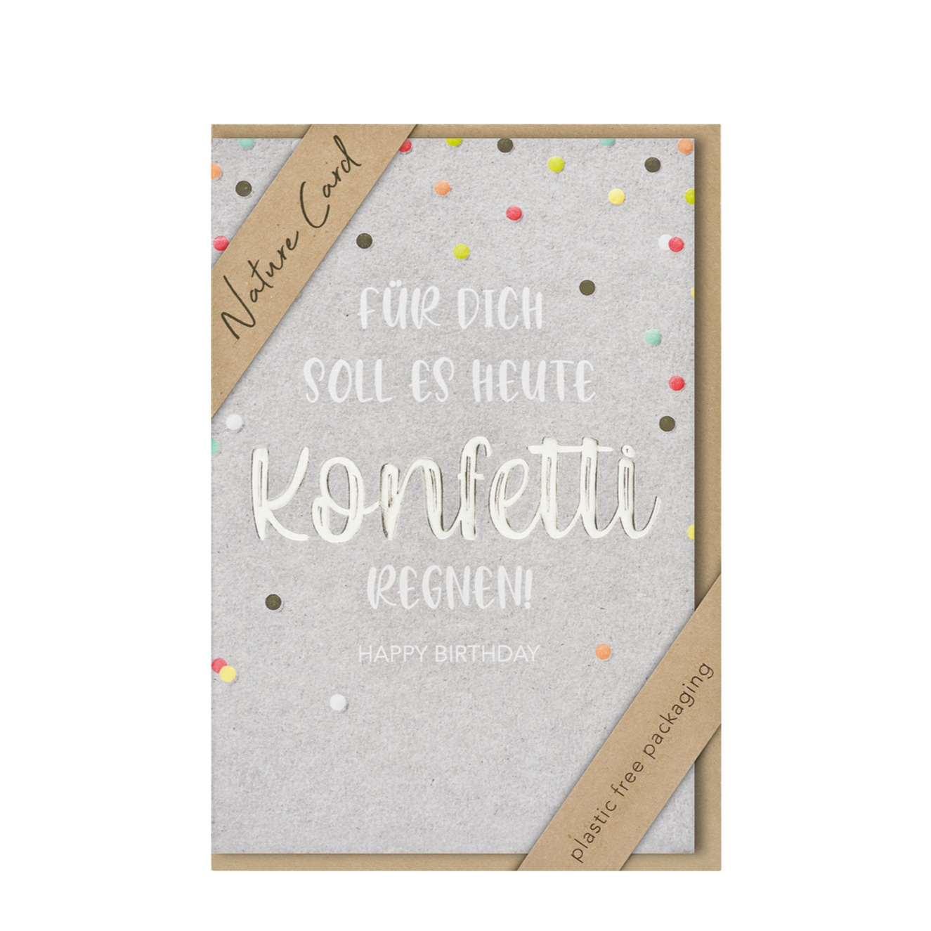 Image of Nature Card Handmade - Glückwunschkarte Geburtstags Doppelkarte inkl. Umschlag (69-3027) - Konfetti bei Apfelkiste.ch