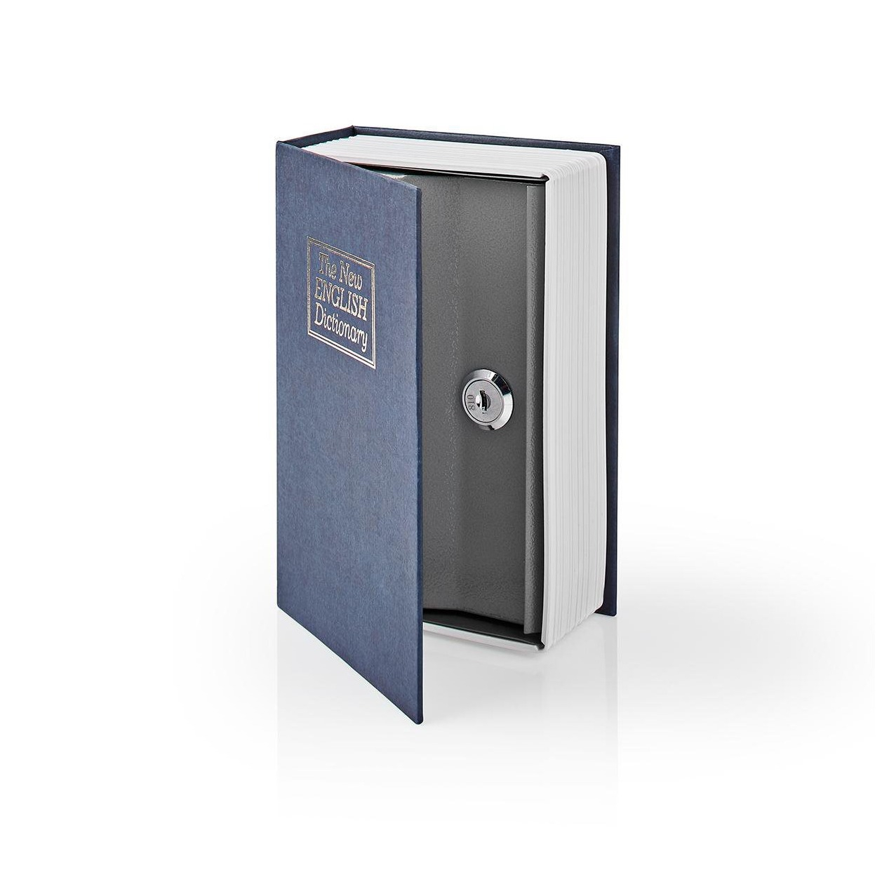 Image of Nedis - (16.8x10.7cm) Buch Tresor Attrappe Geheimversteck Geldkassette mit Schloss für Geld / Wertpapiere / Schmuck (BOOKSEDS01BU) bei Apfelkiste.ch