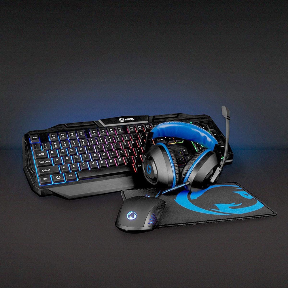 Image of Nedis - Upia 4in1 Gaming Combo Kit mit Maus / Headset / Mauspad / Tastatur mit LED Hintergrundbeleuchtung QWERTZ (GCK41100BKDE) - Schwarz bei Apfelkiste.ch