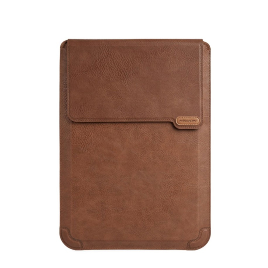 Image of Nillkin - 3in1 Universal 14" Laptop / MacBook / Tablet Leder Tasche Sleeve + Mauspad + Aufsteller im Vintage Look - Braun bei Apfelkiste.ch