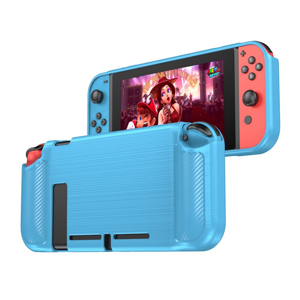 Image of Nintendo Switch Silikon Gummi Case Schutzhülle im Carbon Look - Blau bei Apfelkiste.ch