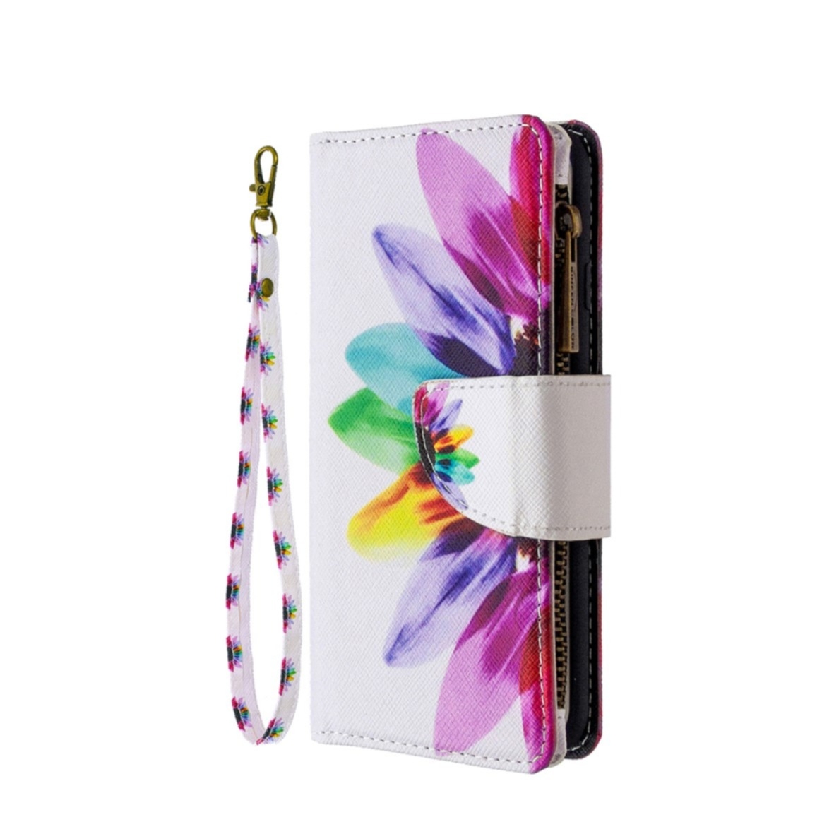 Image of Nokia 1.3 Leder Wallet Etui Tasche mit 9 Kartenfächern + Münzfach - Sonnenblume bei Apfelkiste.ch