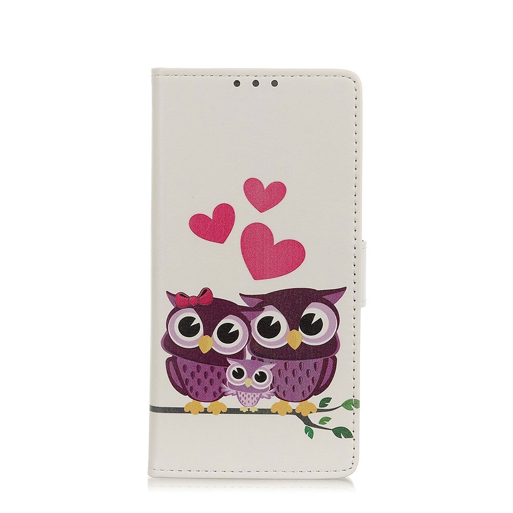 Image of Nokia 2.3 Leder Tasche Wallet Case Eulenfamilie - Weiss bei Apfelkiste.ch