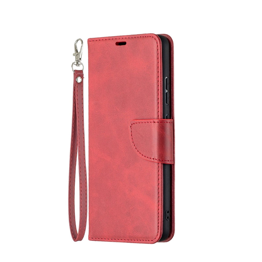 Image of Nokia 2.4 Leder Tasche Flip Cover mit Kartenfach + Handschlaufe - Rot bei Apfelkiste.ch