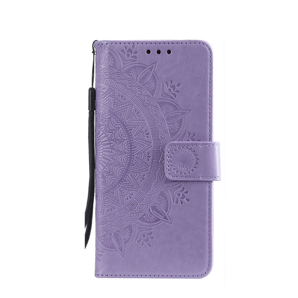Image of Nokia 2.4 Leder Tasche Wallet - Mandala Flowers - Lila bei Apfelkiste.ch
