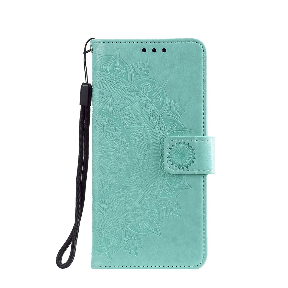 Image of Nokia 2.4 Leder Tasche Wallet - Mandala Flowers - Türkis bei Apfelkiste.ch