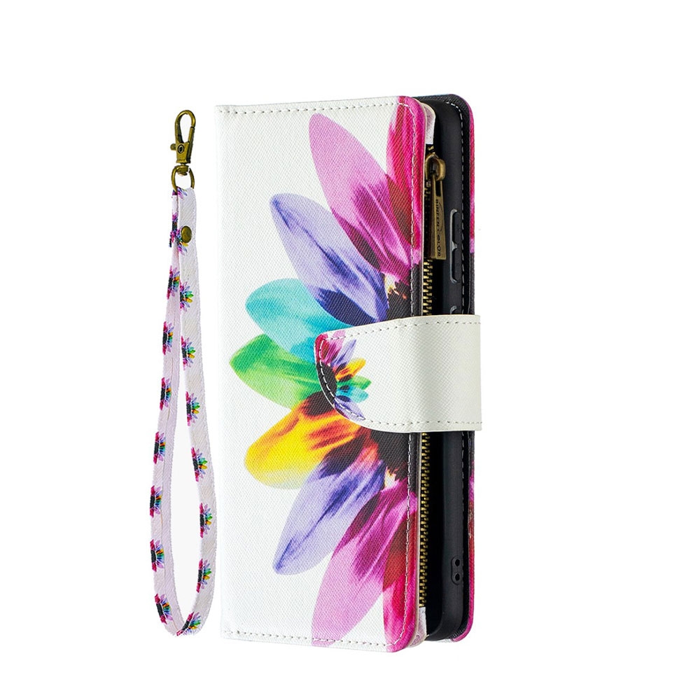 Image of Nokia 2.4 Leder Wallet Etui Tasche mit 9 Kartenfächern + Münzfach - Sonnenblume bei Apfelkiste.ch