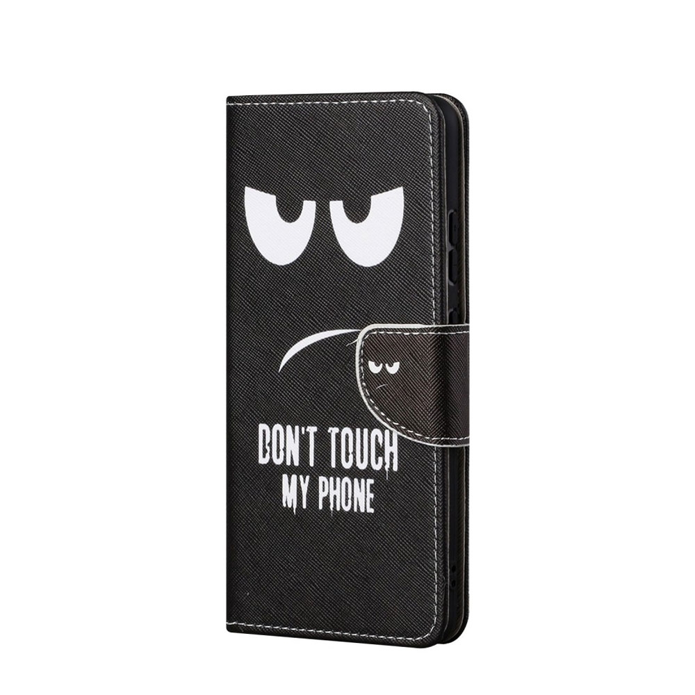 Image of Nokia 2.4 Leder Tasche mit Kartenfach Don't Touch My Phone - Schwarz bei Apfelkiste.ch