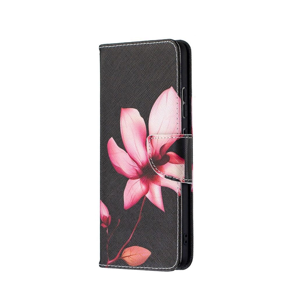 Image of Nokia 2.4 Leder Tasche Hülle mit Kartenfach - Pinke Blume bei Apfelkiste.ch