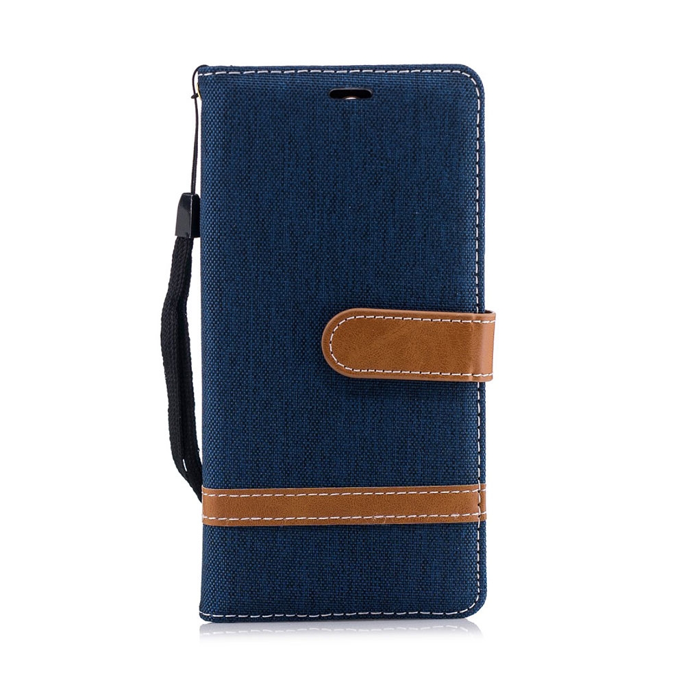 Image of Nokia 3.1 Stoff Tasche im Jeans Look mit Kartenfach + Magnetverschluss - Dunkelblau bei Apfelkiste.ch
