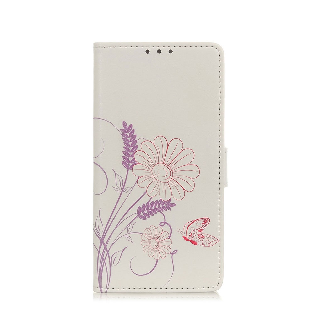 Image of Nokia 3.4 Leder Tasche - Schmetterling mit Blumen bei Apfelkiste.ch