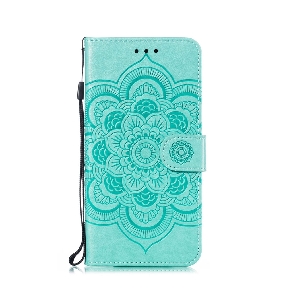Nokia 4.2 Leder Tasche Wallet - Mandala Flowers - Türkis