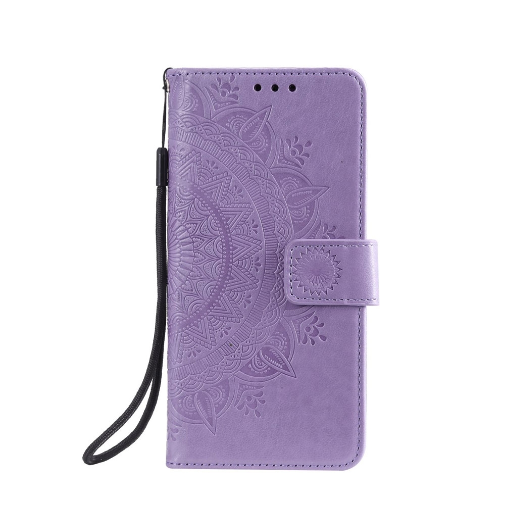 Image of Nokia 5.3 Leder Tasche Wallet - Mandala Flowers - Lila bei Apfelkiste.ch