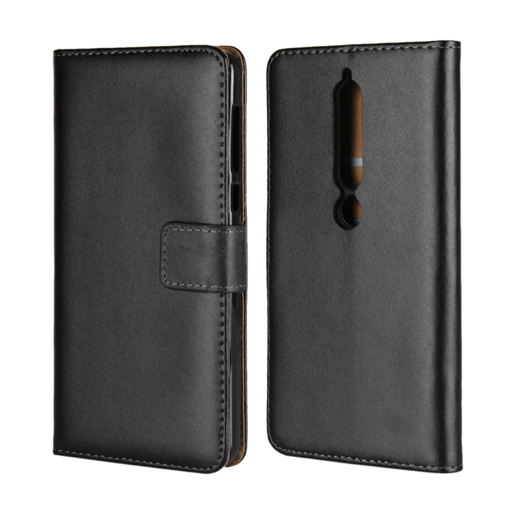 Image of Nokia 6.1 (2018) Echtleder Tasche Hülle Kartenetui - Schwarz bei Apfelkiste.ch
